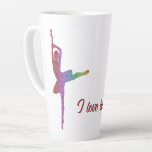 Caneca De Café Latte Eu adoro o Balé Latte Mug com Silhouette Ballerina