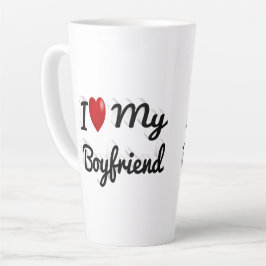Caneca De Café Latte Eu adoro o meu texto preto Namorado