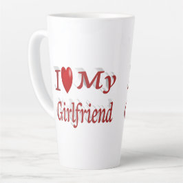 Caneca De Café Latte Eu adoro o meu texto vermelho Namorada