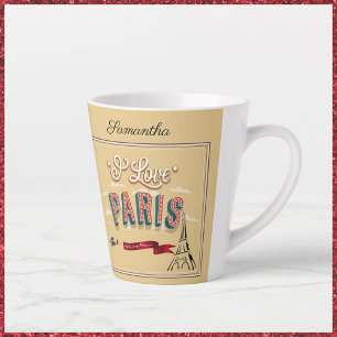 Caneca De Café Latte Eu adoro Poster vintage de Paris