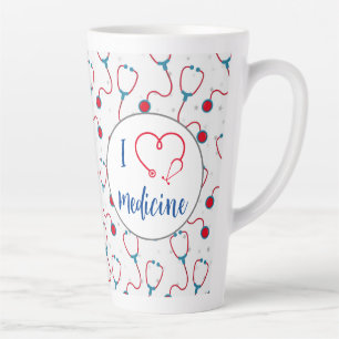 Caneca De Café Latte "Eu adoro remédio" presente médico estetoscópico