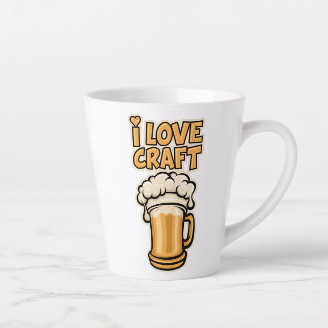 Caneca De Café Latte Eu Amo Cerveja Artesanato (Direita)