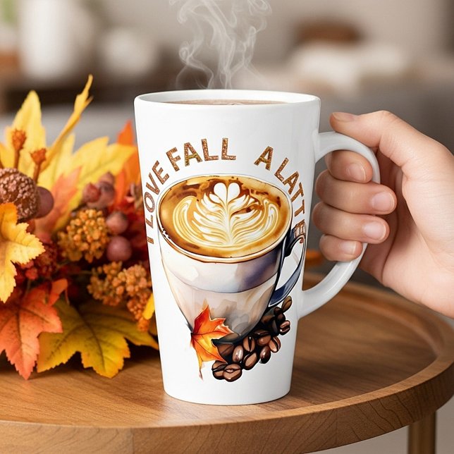 Caneca De Café Latte Eu amo Fall A Latte' (Criador carregado)