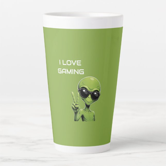 Caneca De Café Latte Eu amo jogos (Frente)