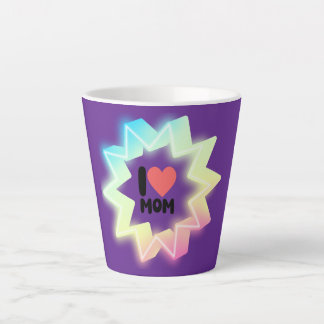 Caneca De Café Latte Eu Amo Mamãe Estrela Neon Colorida