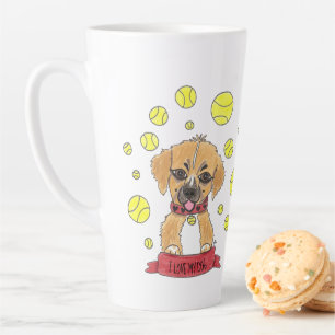 Caneca De Café Latte Eu amo meu cachorro  Ouro de desenho Shepherd Latt