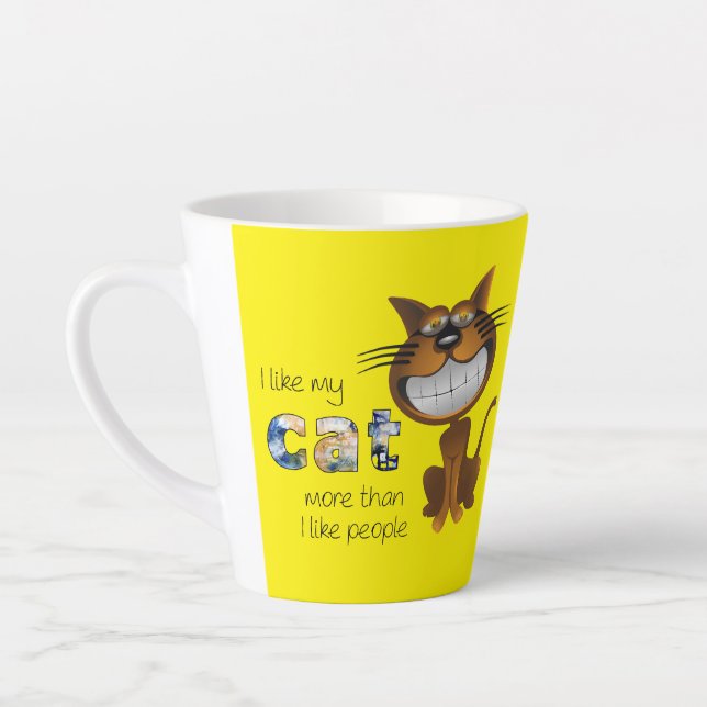 Caneca De Café Latte Eu Amo Meu Gato (Esquerda)