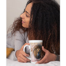 "Eu Amo Meu Gato" Lion Latte Mug Dourado Mármaco