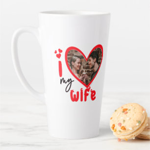 Caneca De Café Latte Eu Amo Minha Esposa Foto Presente Na Caneca Latte