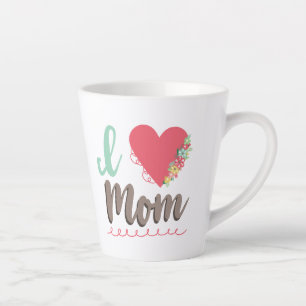 Caneca De Café Latte Eu amo o coração da mãe