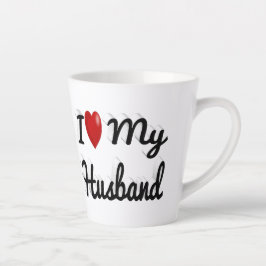 Caneca De Café Latte Eu amo o meu marido de preto bonito