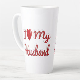 Caneca De Café Latte Eu amo o meu marido de texto vermelho bonito