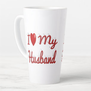 Caneca De Café Latte Eu amo o meu marido de texto vermelho bonito