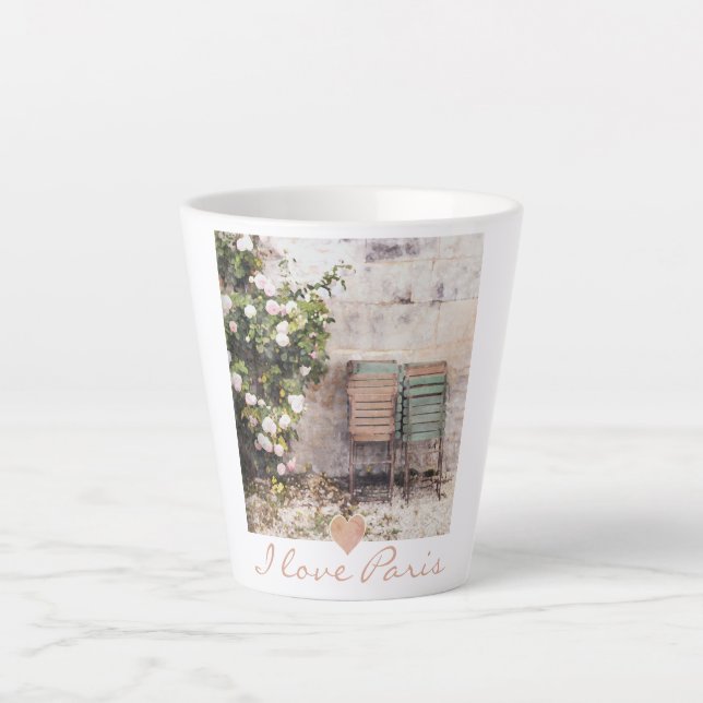 Caneca De Café Latte Eu amo Paris Garden Wall (Frente)