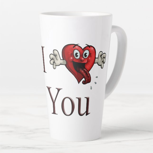 Caneca De Café Latte Eu Amo Você coração bobo (Ângulo direito)