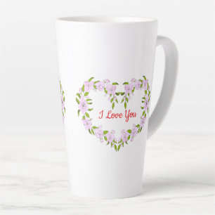 Caneca De Café Latte Eu amo você Flores fofas