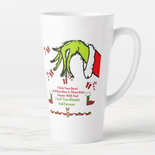 Caneca De Café Latte Eu amo você sempre e para sempre  (Direita)
