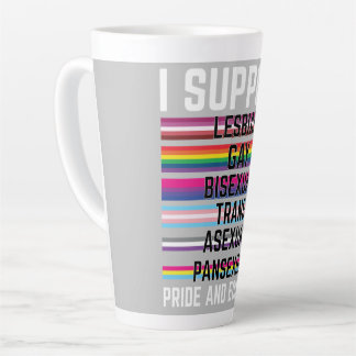 Caneca De Café Latte Eu apoio o painel assexual trans bissexual e Gay d