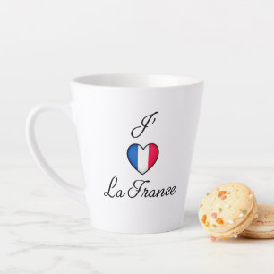 Caneca De Café Latte "Eu coração a França" Orgulho francês "J'adore