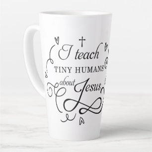 Caneca De Café Latte Eu Ensino Jesus a Humanos Pequenos Professor Escol