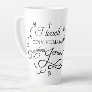 Caneca De Café Latte Eu Ensino Jesus a Humanos Pequenos Professor Escol