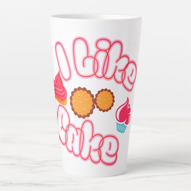 Caneca De Café Latte Eu Gosto de Bolo (Frente)