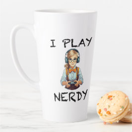 Caneca De Café Latte Eu jogo uma garota nerd
