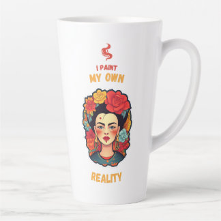 Caneca De Café Latte "Eu Pinto Minha Própria Realidade" Frida Khalo