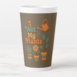 Caneca De Café Latte Eu Rego Minhas Plantas – Listras Retro dos Anos 70