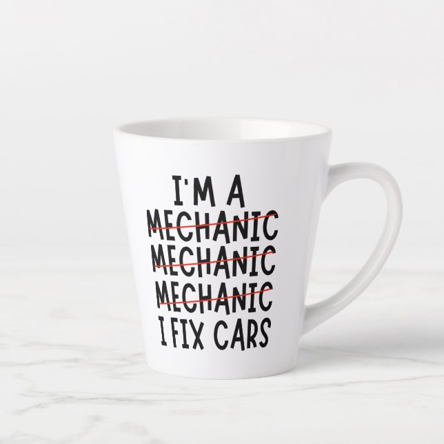 Caneca De Café Latte Eu Sou Mecânico Eu Conserto Carros, Engraçadas Cit (Direita)