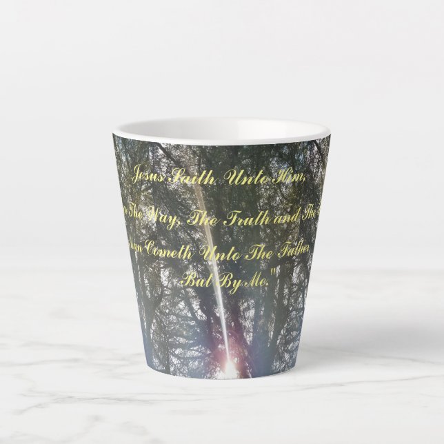 Caneca De Café Latte "Eu sou o caminho, a verdade e a vida" (Frente)