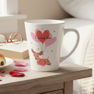 Caneca De Café Latte Eu Te Adoro Cachorrinho Bonito Dachshund Balões Ve