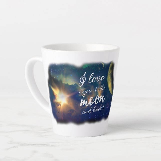 Caneca De Café Latte Eu Te Amo Até a Lua e de Volta (Ângulo esquerdo)