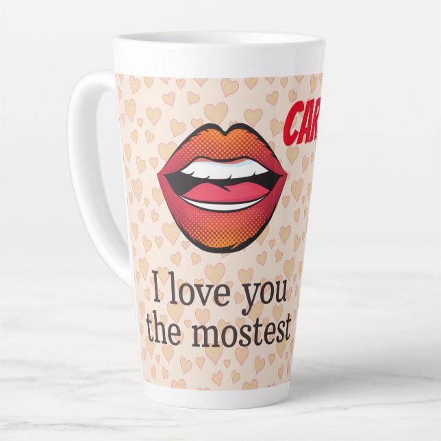 Caneca De Café Latte Eu te amo o máximo (Ângulo esquerdo)