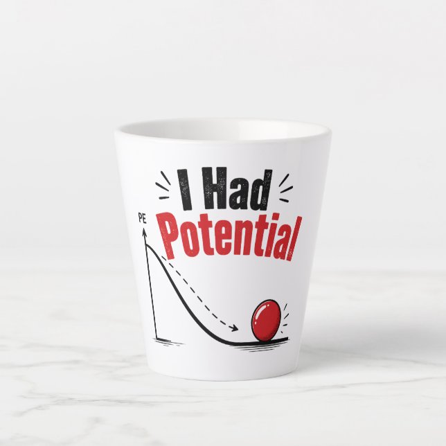 Caneca De Café Latte Eu Tinha Humor de Física Potencial (Frente)