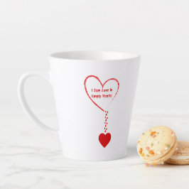 Caneca De Café Latte Eu Vi Amor Em Design De Corações Vazios