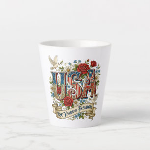 Caneca De Café Latte EUA América 1776-2026 250 Anos Liberdade