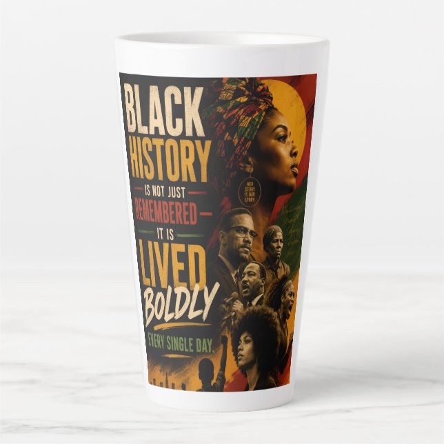 Caneca De Café Latte Excelência Negra Citação 2ª (Frente)