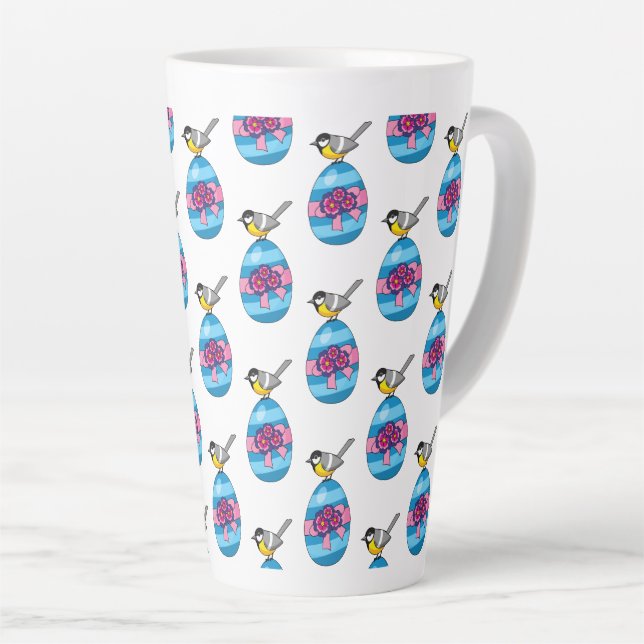 Caneca De Café Latte Excelente de desenho animado com ovo de Páscoa (Ângulo direito)