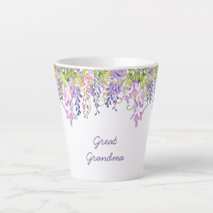 Caneca De Café Latte Excelente Vovó Purple Wisteria Watercolor Floral