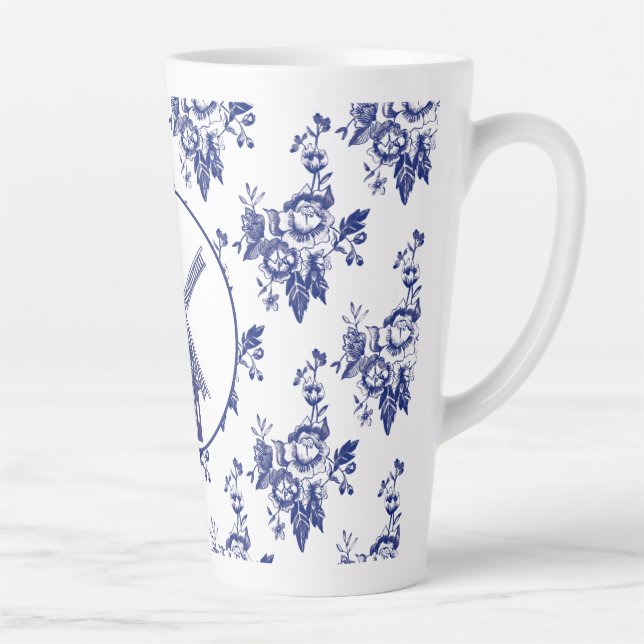 Caneca De Café Latte Exclui Azulejos de Padrão de Blauw (Direita)