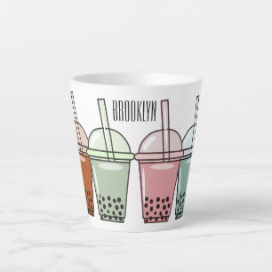 Caneca De Café Latte Exemplo de desenho animado do chá de bolhas
