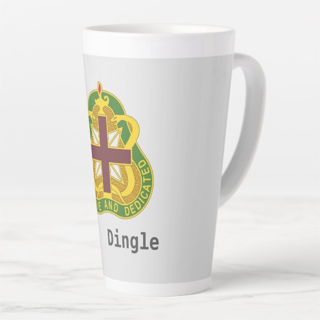 Caneca De Café Latte Exército MEDCOM DUI Personalizado (Ângulo direito)