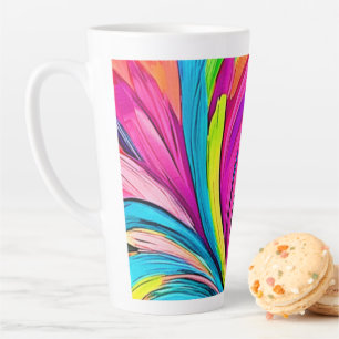 Caneca De Café Latte Explosão de Abstrato vibrante