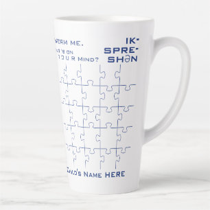 Caneca De Café Latte Expressão de Autismo Motivacional, Quebra-cabeça d