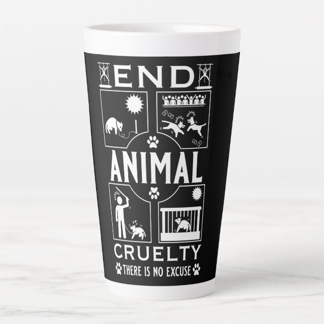 Caneca De Café Latte Extremidade da crueldade animal (Frente)