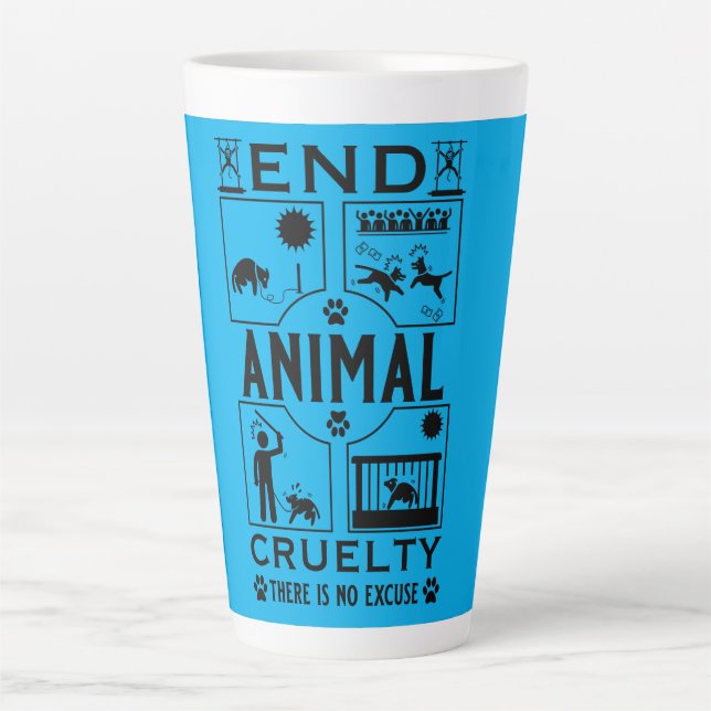 Caneca De Café Latte Extremidade da crueldade animal (Frente)