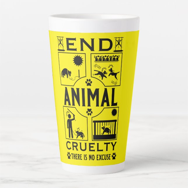 Caneca De Café Latte Extremidade da crueldade animal (Frente)