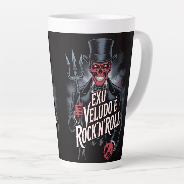 Caneca De Café Latte Exu Veludo é Rock'N'Roll #1 (Ângulo direito)