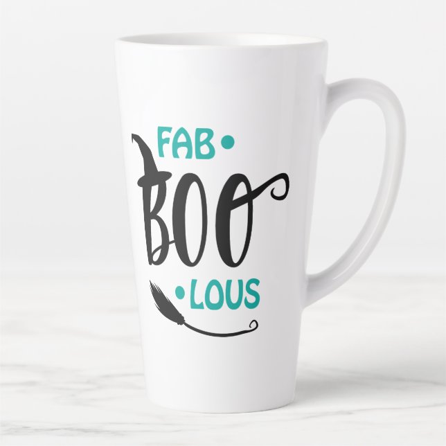 Caneca De Café Latte Fab-Boo-Lous Halloween Broomstick (Direita)